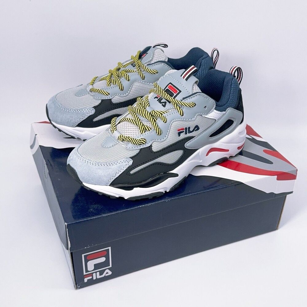 FILA Ray Tracer Big Kids Athletic Sneakers Size 5 37.5 Chunky Blue Grey Black